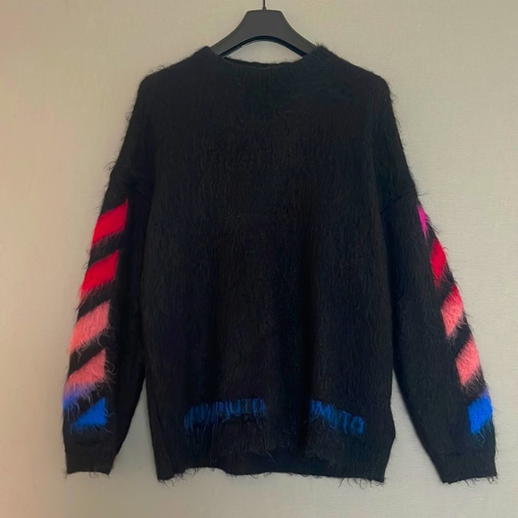 Off-White Brushed Mohair Diag Arrows Logo Knit Sweater - Picture 5 of 8